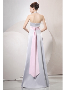 Halter Modest Satin Long Bridesmaid Dresses with Pink Ribbon