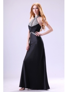 Black High Neckline Chi-pao Evening Dress