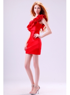 Pretty Red One Shoulder Graduation Party Gowns for Girls
