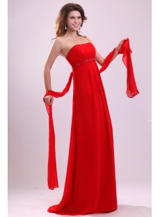 Romantic Red Chiffon Formal Party Dress for Pregnant