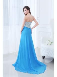 Shinning Turquoise Sexy Evening Dress with Slit