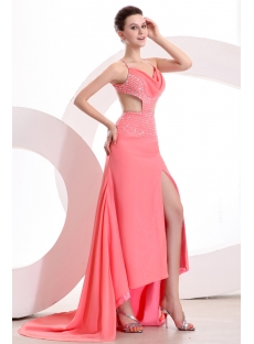 Coral 2014 Summer Sexy Cocktail Dress with Criss-cross
