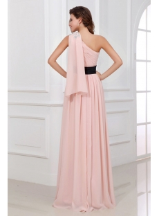 Coral One Shoulder Chiffon Long Evening Dress with Sash