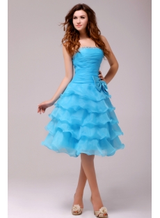Fantastic Blue Knee Length Junior Prom Dress:1st-dress.com