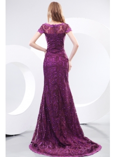 ... Pretty Purple Cap Sleeves Lace Evening Dresses for Mature Women