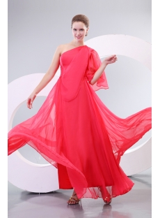 Watermelon Long Sleeves Mother of Brides Prom Dress