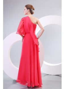 Watermelon Long Sleeves Mother of Brides Prom Dress