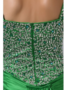 Beaded Green Straps A-line Slit Celebrity Dress with Detachable Train