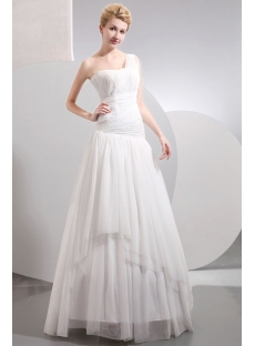 Charming Floor Length One Shoulder Drop Waist Casual Wedding Dresses