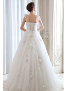 Cheap Romantic Floral One Shoulder Garden Ball Gown Wedding Dress