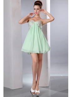 Cute Sequins Sage Mini Chiffon Homecoming Dress