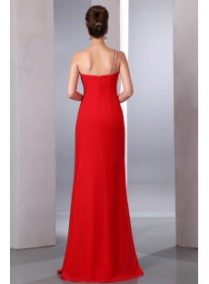 Exquisite Red One Shoulder Slit Front 2014 Prom Party Dress