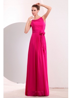 Flowing Hot Pink Modest Chiffon Evening Dress Spring