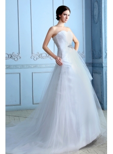 Ivory Long Sweetheart A-line Tulle Princess Style Wedding Dresses