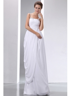 Romantic Ivory Straps Chiffon Column Pregnant Wedding Gowns