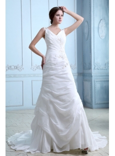 Romantic Pleats Taffeta Sheath Mature Bridal Gowns with Corset