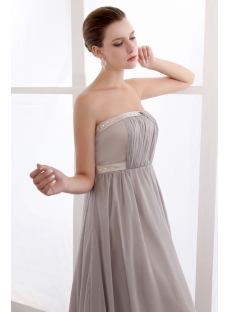 Silver Gray Long Plus Size Evening Dress with Train