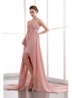 Special Coral Empire Waist High-low Prom Dresses