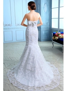 Strapless Sheath Ivory Lace Wedding Dress with Bow