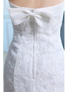 Strapless Sheath Ivory Lace Wedding Dress with Bow