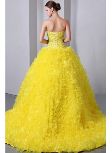 Yellow Sweetheart Ruffled Best Quinceanera Dress in the World
