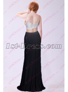 Charming White and Black 2 Pieces Sexy Evening Dress