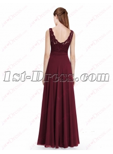 Elegant Burgundy Lace Prom Dress with Open Back