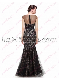 Elegant Mermaid Black Lace Formal Evening Gown