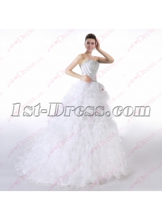Pretty Beaded Strapless Ball Gown Wedding Dress 2016