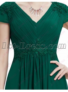 Pretty Long Green Evening Gown with Sleeves
