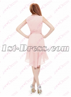 Simple Pink High Low Homecoming Gown 2016