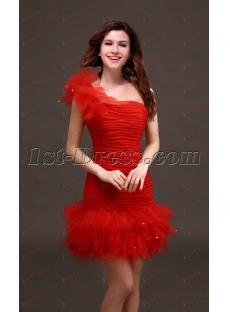 Beautiful Mini Red One Shoulder Sweet 16 Dress