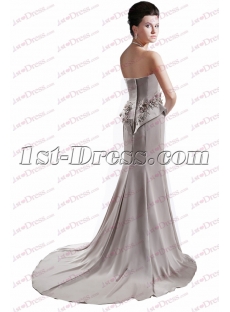 Charming Strapless Silver Sheath Mother of Groom Dress