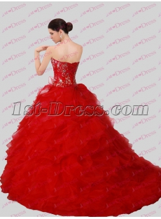 2016 Gothic Red Embroidery Ball Gown Wedding Dress