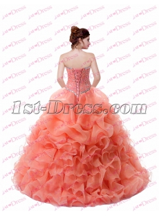 Beautiful Coral Sweetheart 2017 Quince Gown
