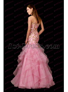 Luxurious Ruffles Pink Mermaid Formal Evening Dress