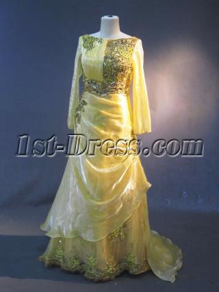 Daffodil Long Sleeves Modest Mother of Bride Dress IMG_2555