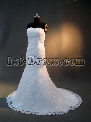Ivory Strapless Lace Mermaid Wedding Gown IMG_2809