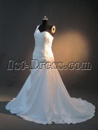 Taffeta One Shoulder Floral Mermaid Bridal Gown IMG_2724