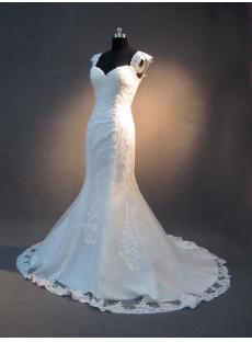 Classic Lace Wedding Dresses Mermaid with Cap Sleeves IMG_2739