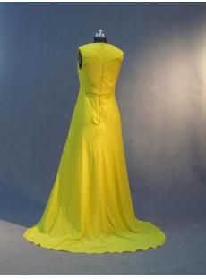 Daffodil Yellow Plus Size V-neckline Prom Dresss IMG_2880