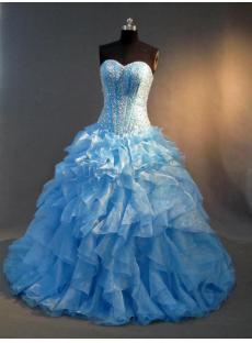 Drop Waist Best Turquoise Puffy Quinceanera Gown Dress IMG_2844