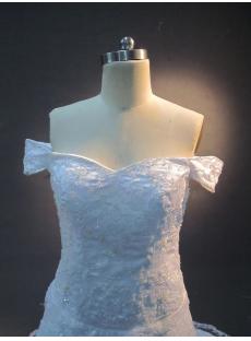 Off Shoulder Satin Embroidery Wedding Dress IMG_2289