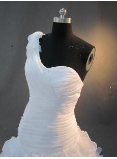 One Shoulder Elegant Organza Bridal Gowns with Corset IMG_2848