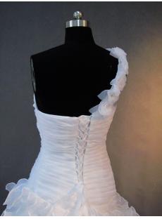 One Shoulder Elegant Organza Bridal Gowns with Corset IMG_2848