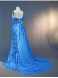 One Shoulder Plus Size Evening Dresses Blue IMG_2765