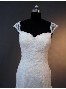 Trumpet Lace Wedding Dress Cap Sleeves with Train IMG_2812