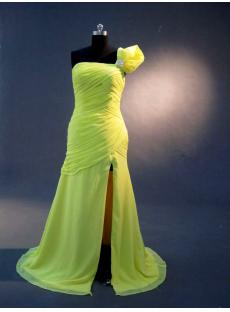 Yellow One Shoulder High Slit Prom Dress IMG_2269