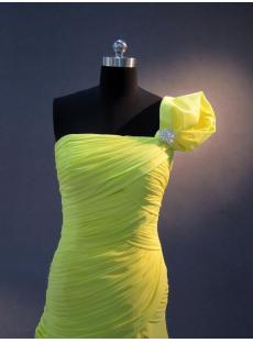Yellow One Shoulder High Slit Prom Dress IMG_2269