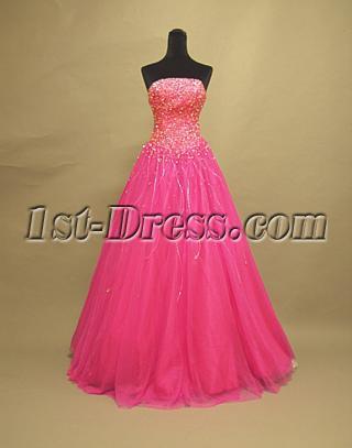 Beaded Luxurious Hot Pink Sweet 16 Dresses 3072